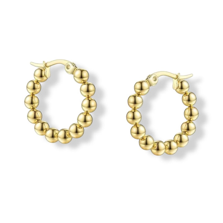 Gold Beaded Hoop Earrings