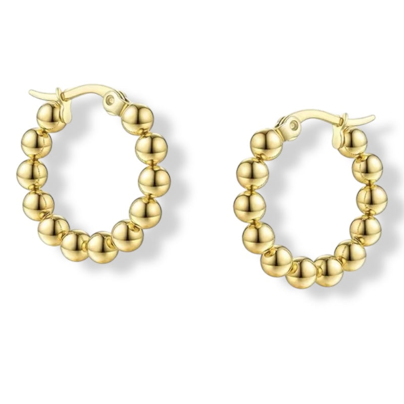 Gold Beaded Hoop Earrings