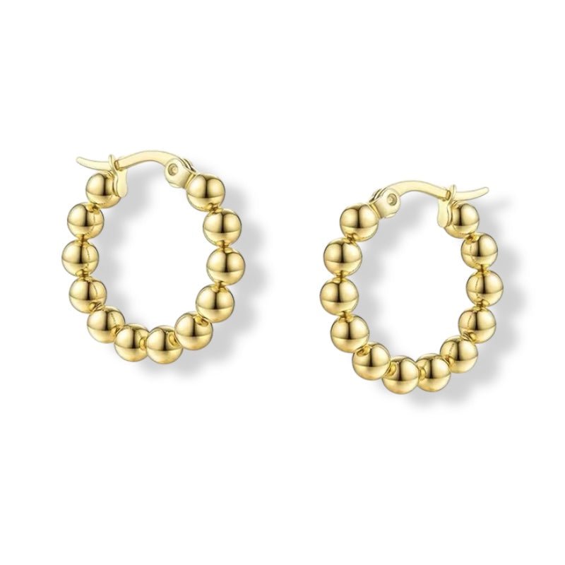 Gold Beaded Hoop Earrings - Stoney Claire
