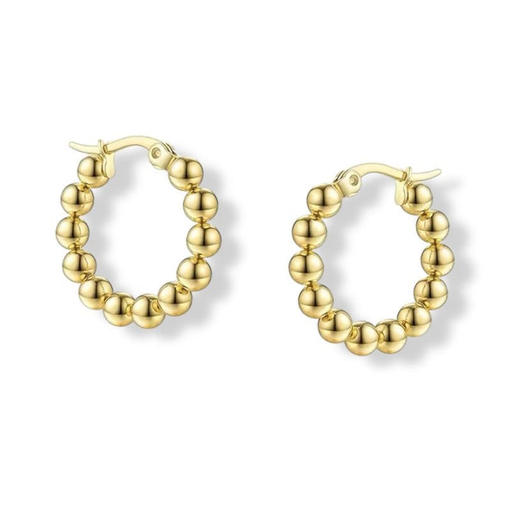 Gold Beaded Hoop Earrings - Stoney Claire