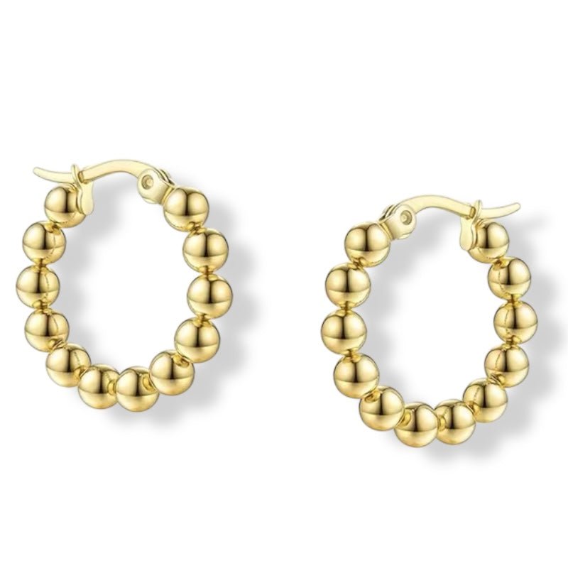 Gold Beaded Hoop Earrings - Stoney Claire