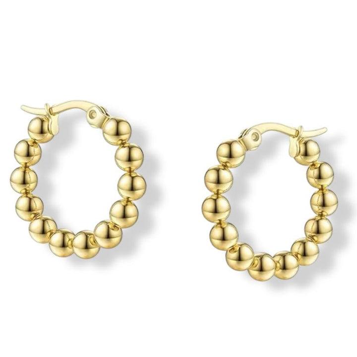 Gold Beaded Hoop Earrings - Stoney Claire