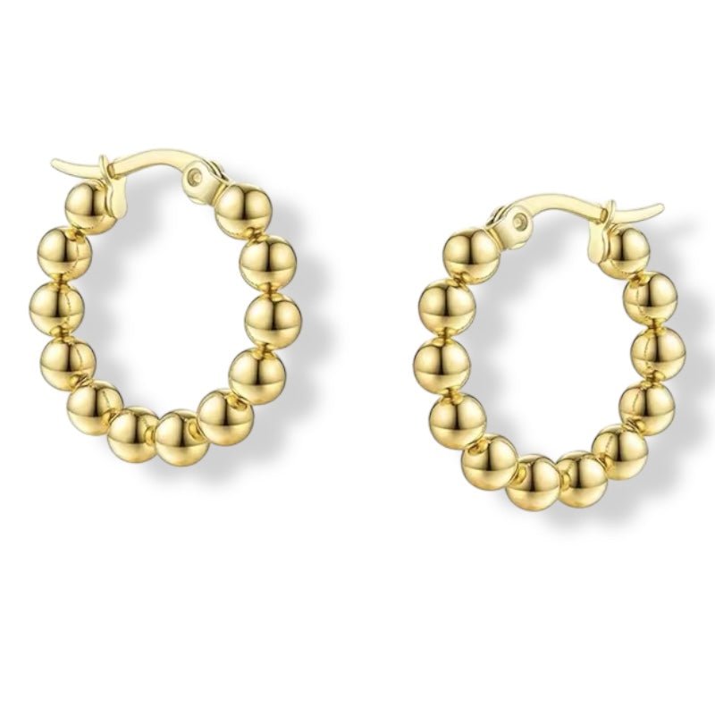 Gold Beaded Hoop Earrings - Stoney Claire