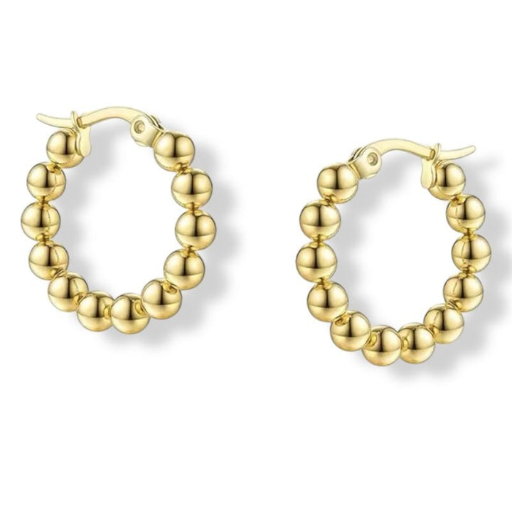 Gold Beaded Hoop Earrings - Stoney Claire