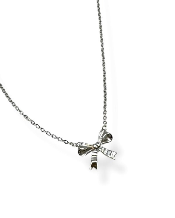 Silver Maci Bow Necklace - Stoney Claire